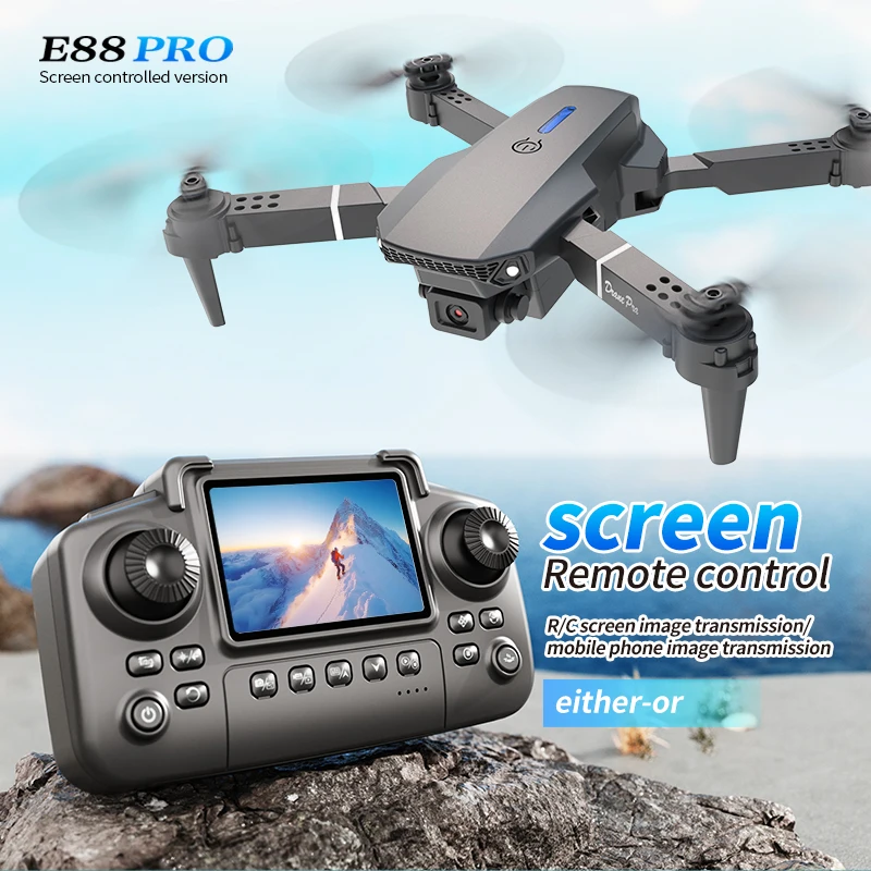 Drone Rc Foldable - Drone E88 PRO Profesional dengan Layar